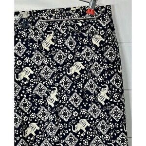 WOMEN'S LIZ CLAIBORNE TABITHA Elephant Novelty 16 Wide Leg Cotton Pockets